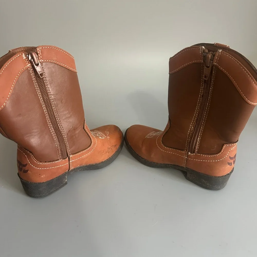 Disney Pixar Toy Story Woody Bullseye Cowboy Boots Toddler Size 7 Brown Zip Up